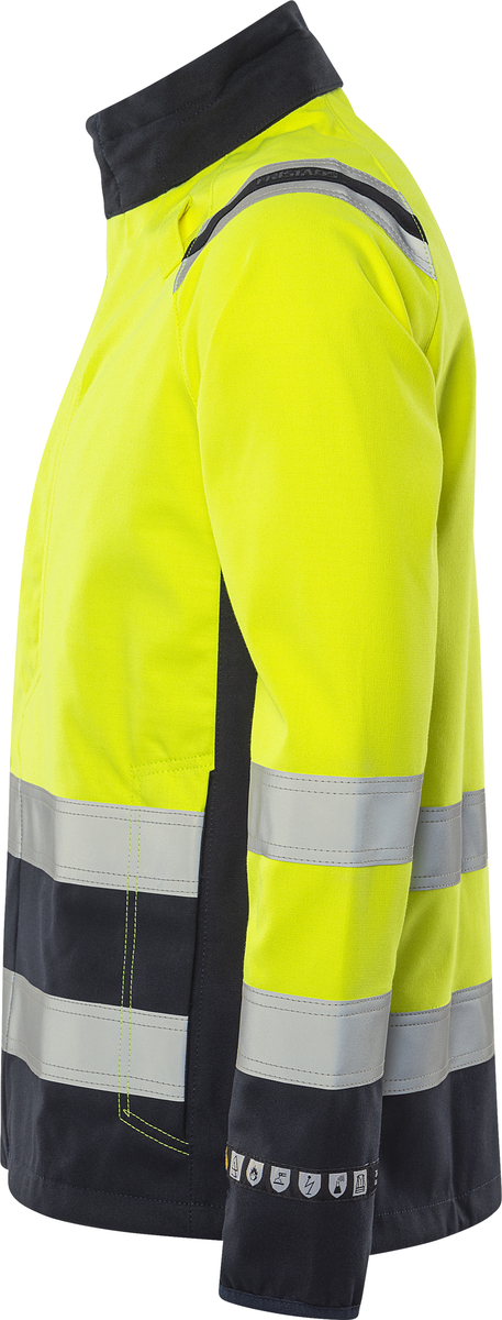 SOFTSHELLJACKA FLAM 4016 FSS VARSEL GUL/MARINBLÅ STL XS