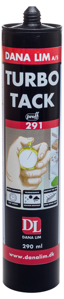 Montagelim Turbo Tack 291 svart 290ml