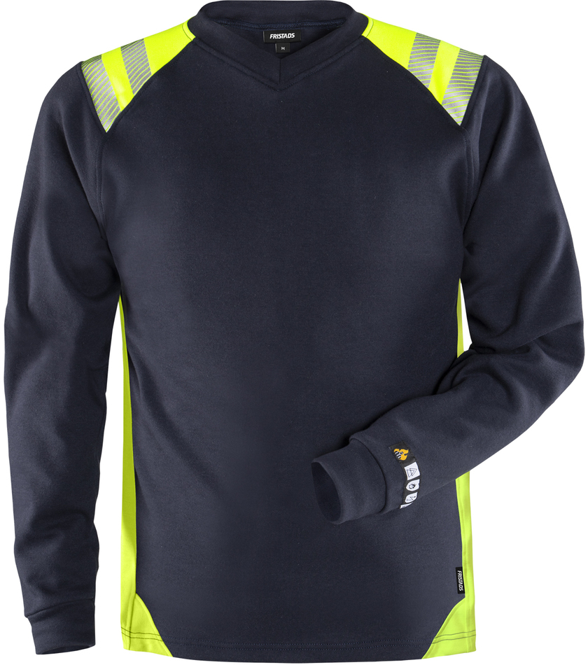 T-SHIRT FLAM  7360 TFL MARINBLÅ/VARSEL GUL STL XS