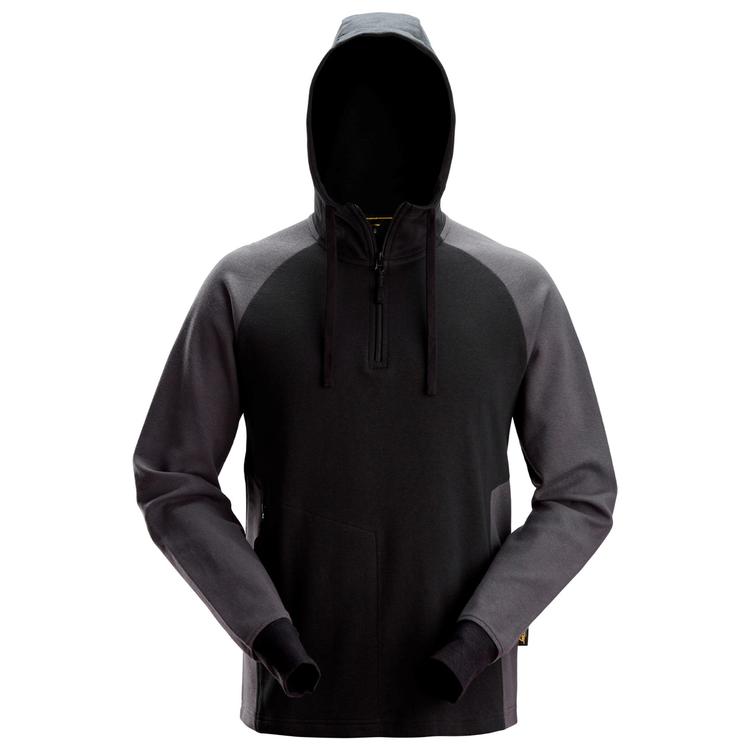 HOODIE ZIP 2-FÄRGAD Svart/grå STL: XL