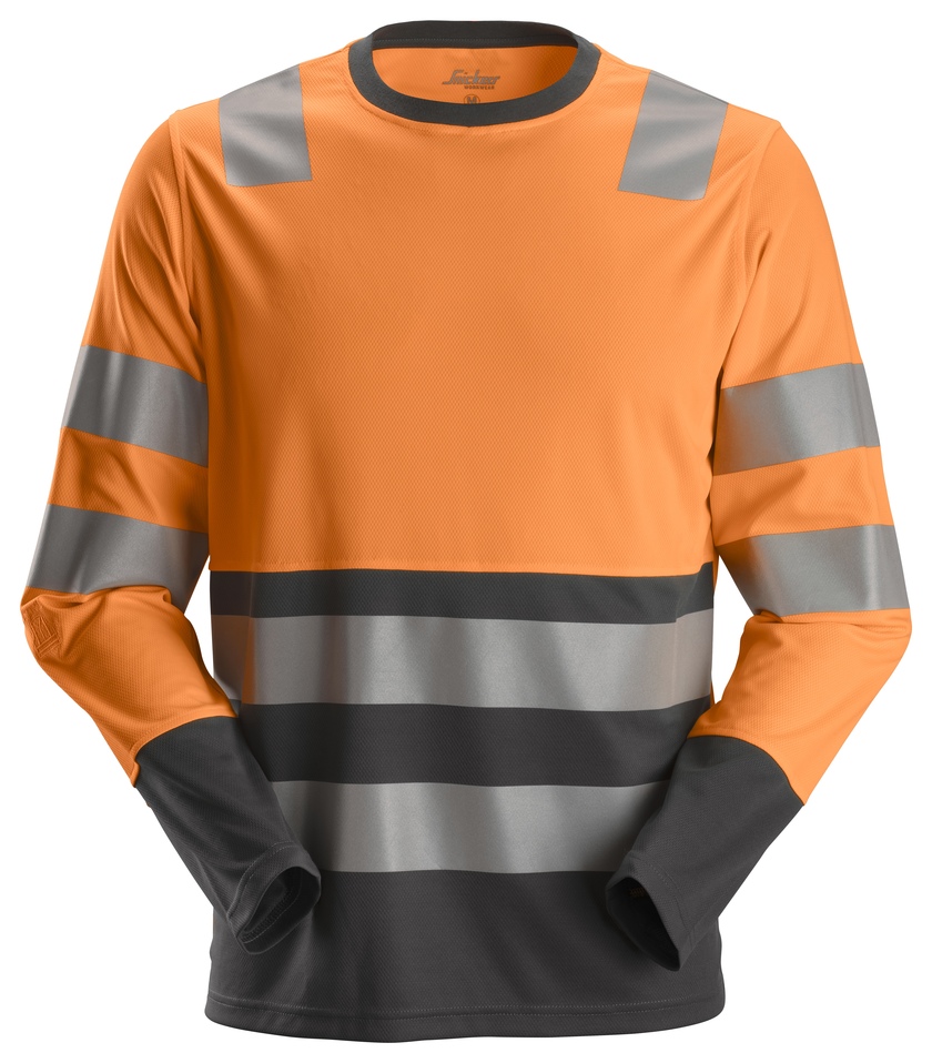 T-SHIRT LÅNGÄRMAD KL2 AW VARSELORANGE STL: XXL
